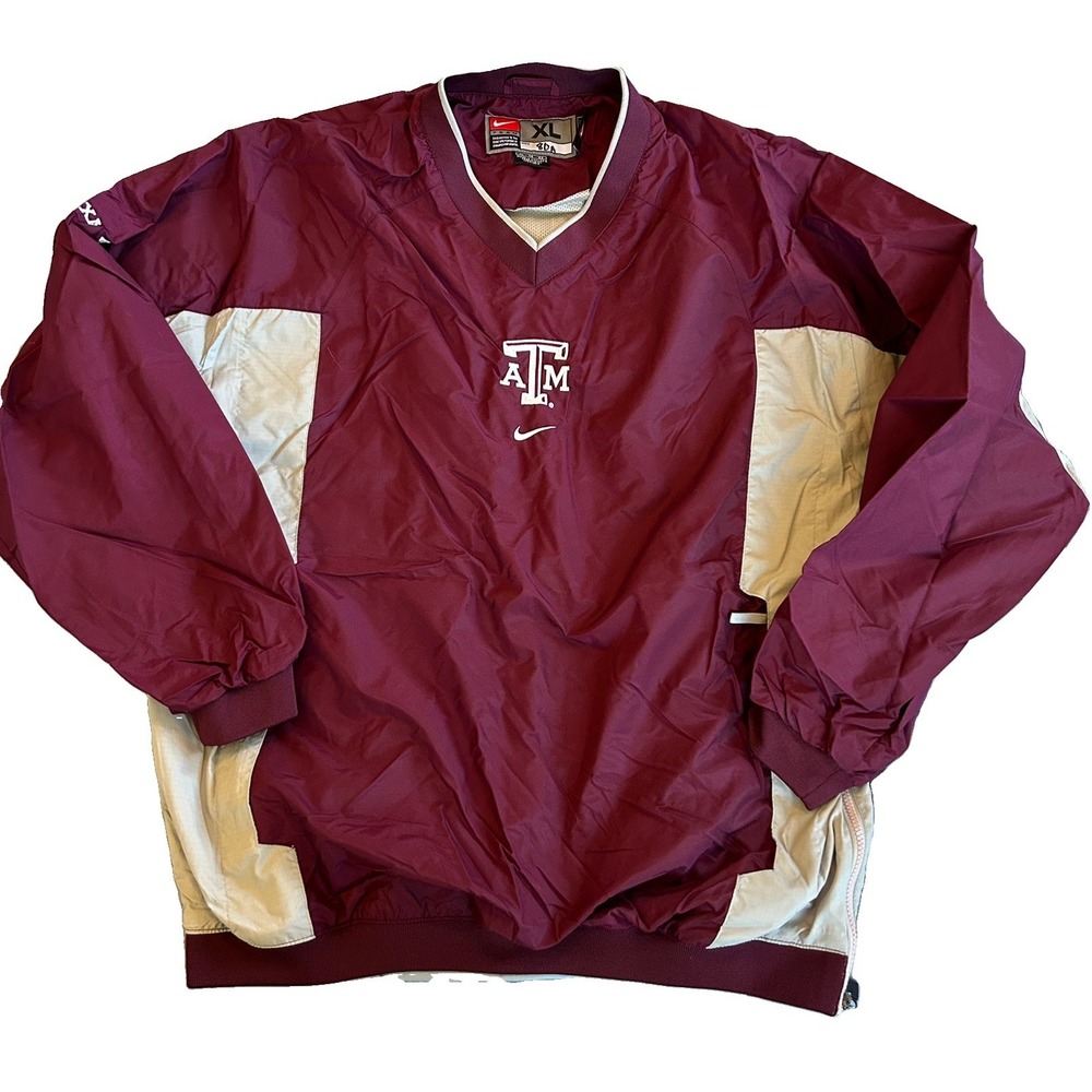 Vintage Nike Texas A&M Aggies Men's XL Maroon Gray Pullover Windbreaker Football